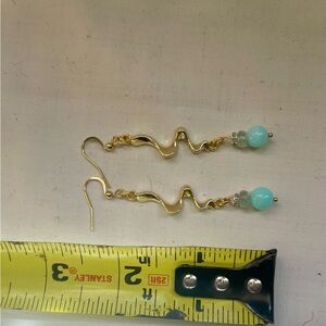Elegant Gold and Blue Dangle Earrings